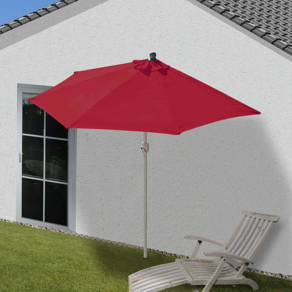 Sonnenschirm halbrund Lorca, Halbschirm Balkonschirm, UV 50+ Polyester/Alu 3kg  270cm bordeaux ohne Ständer